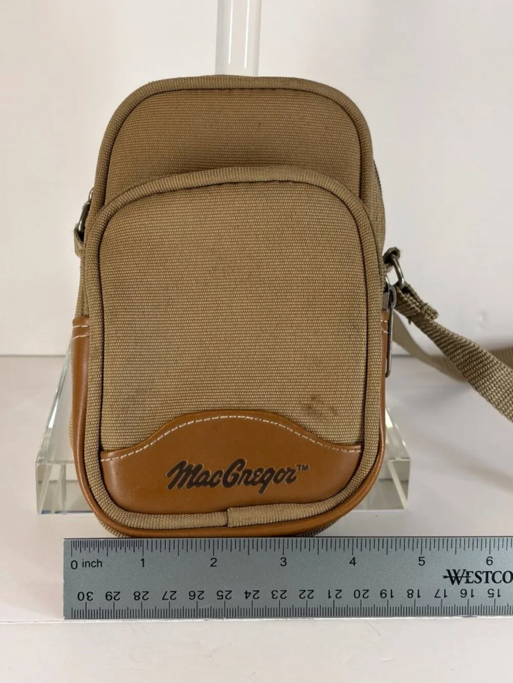 Vintage MacGregor Camera Bag Padded Adjustable Strap Khaki Two Compartment